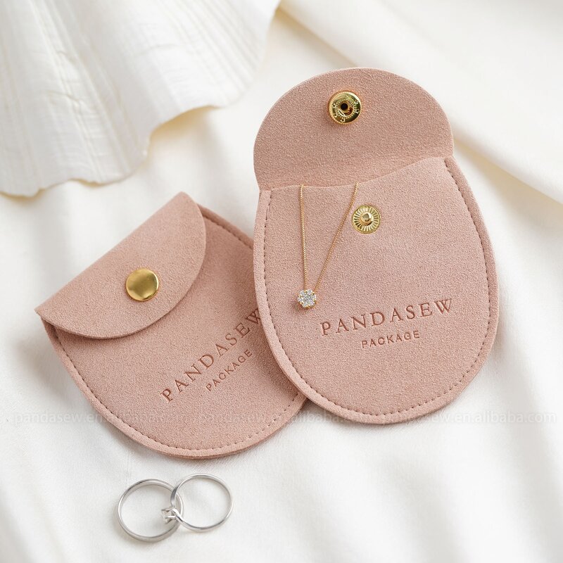 Jewelry Pouch Manufacturer - Custom Logo Thick Microfiber Mini Snap Button Ring Pouch