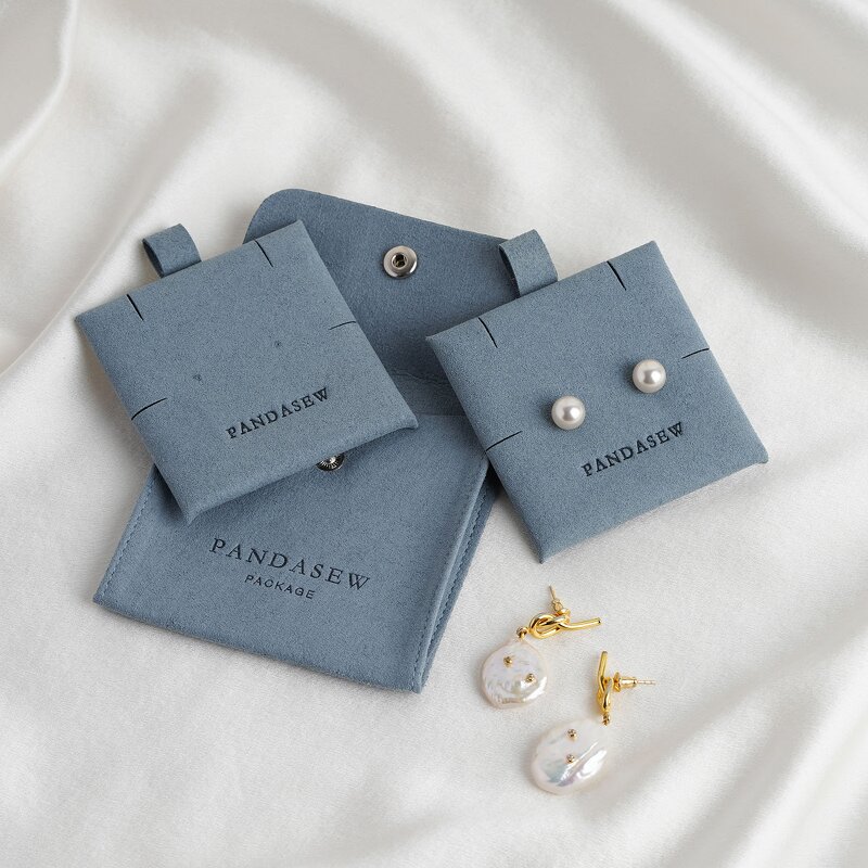 Jewelry Pouch Manufacturer - Custom Logo Microfiber Snap Button with Insert Pad Pouch