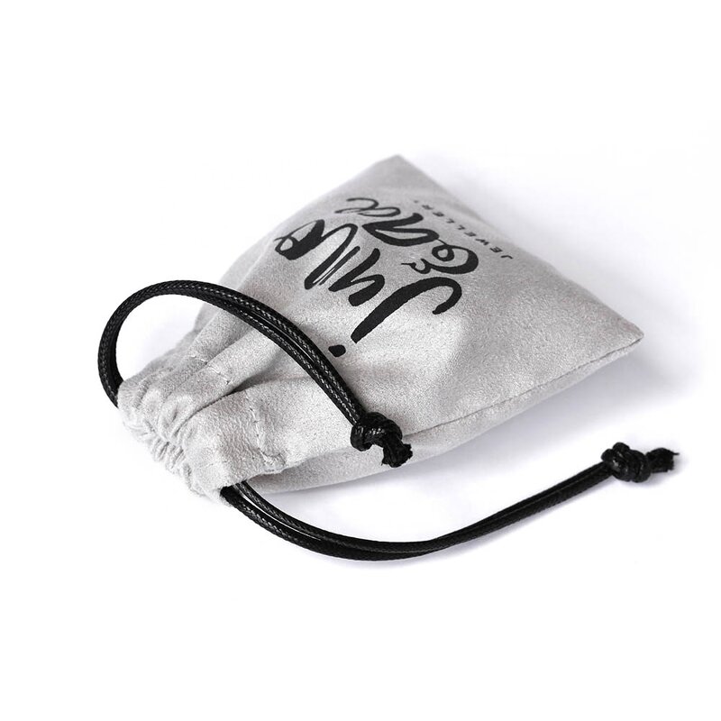 Jewelry Pouch Manufacturer - Custom Logo 8*10cm Gray Suede Drawstring Pouch