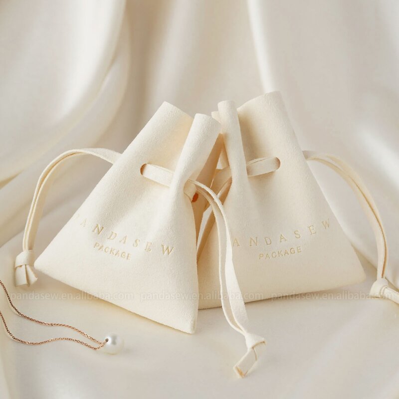 Jewelry Pouch Manufacturer - Custom Logo Microfiber Drawstring Earring Ring Necklace