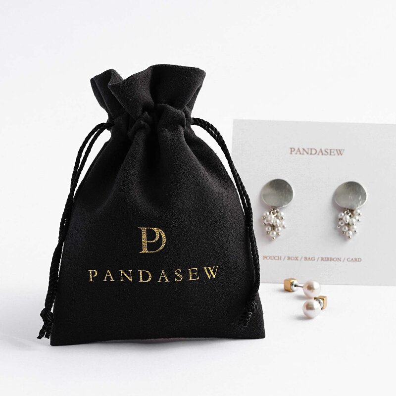 Velvet Pouch Manufacturer - Custom Logo Luxury Black Velvet Suede Drawstring Pouch