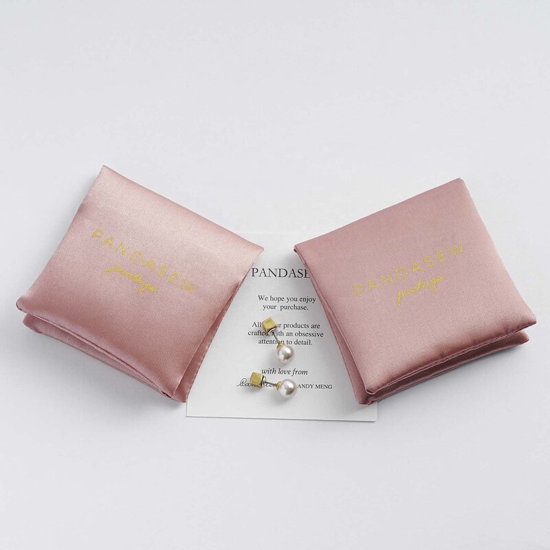 Satin Pouch Manufacturer - Custom Logo Satin Envelope Flap Necklace Jewelry Pouch