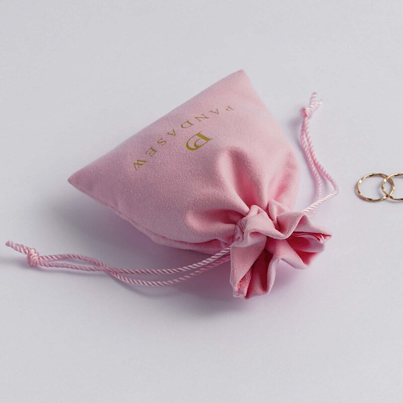 Velvet Pouch Manufacturer - Custom Logo Luxury Pink Velvet Suede Jewelry Pouch