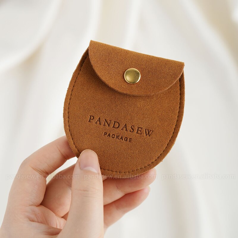 Jewelry Pouch Manufacturer - Custom Logo 1.4mm Microfiber Mini Snap Button Jewelry Pouch