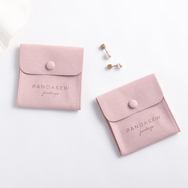 Jewelry Pouch Manufacturer - Custom Logo Microfiber Faux Suede Button Rings Earrings