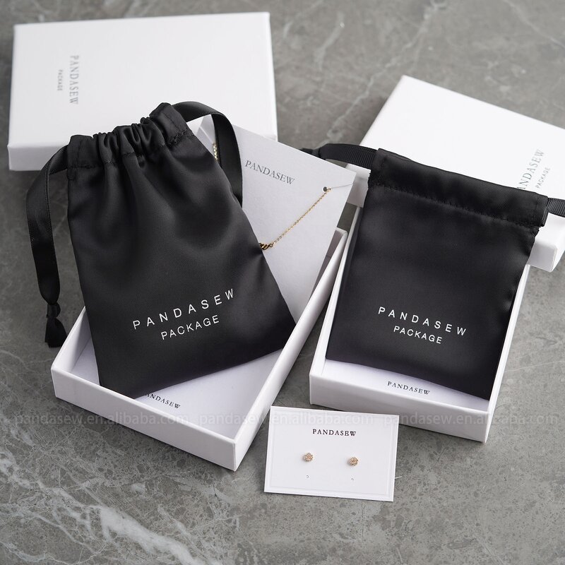 Satin Pouch Manufacturer - Custom Logo Luxury Black Dense Silk Satin Boutique Pouch