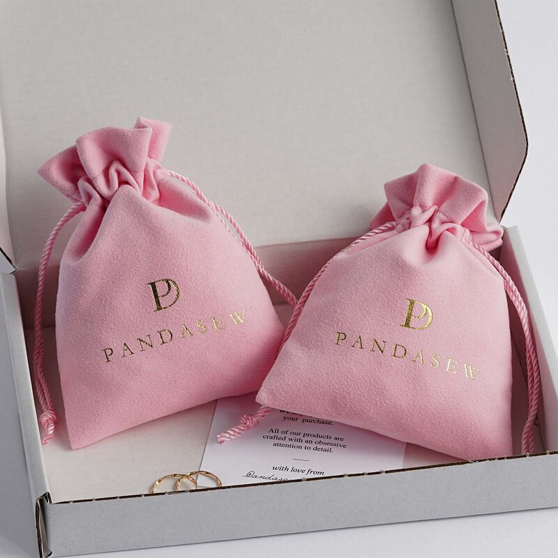 Velvet Pouch Manufacturer - Custom Logo Luxury Pink Velvet Suede Jewelry Pouch