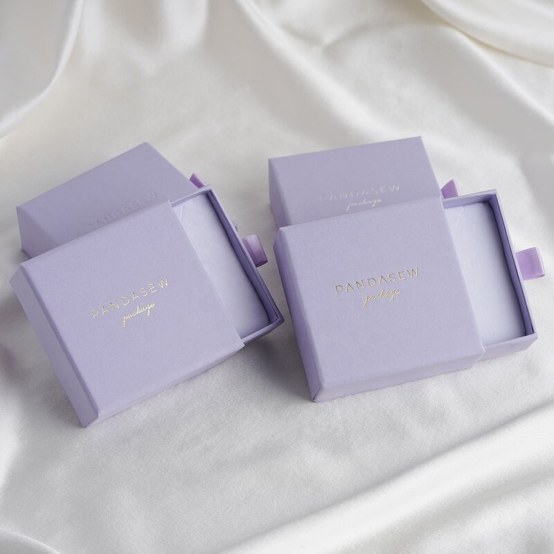 Jewelry Box Manufacturer - Custom Logo Drawer Cardboard Box Microfiber Pouch