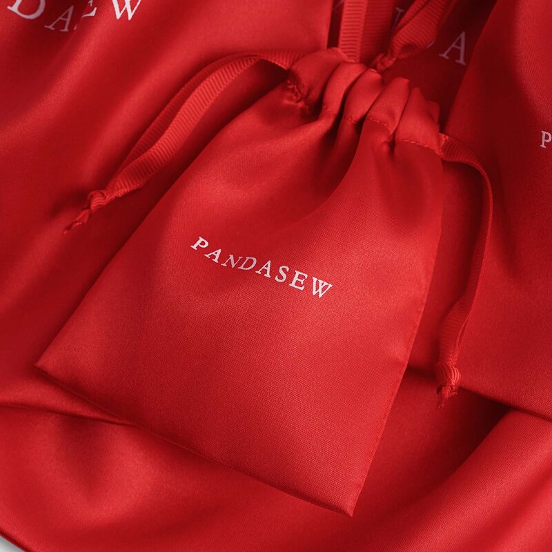 Satin Pouch Manufacturer - Custom Logo Red Satin Wedding Favor Jewelry Pouch