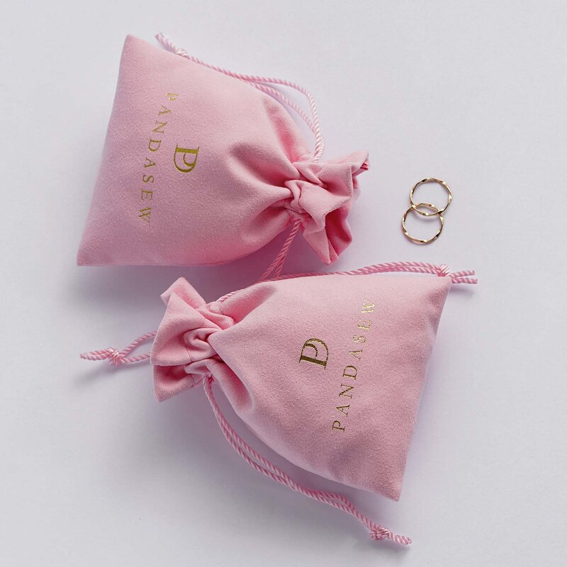 Velvet Pouch Manufacturer - Custom Logo Luxury Pink Velvet Suede Jewelry Pouch