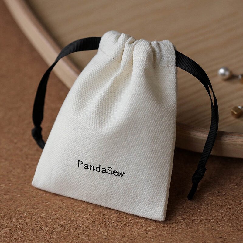 Cotton Bag Manufacturer - Custom Logo 10x8cm Beige Cotton Canvas Drawstring Pouch