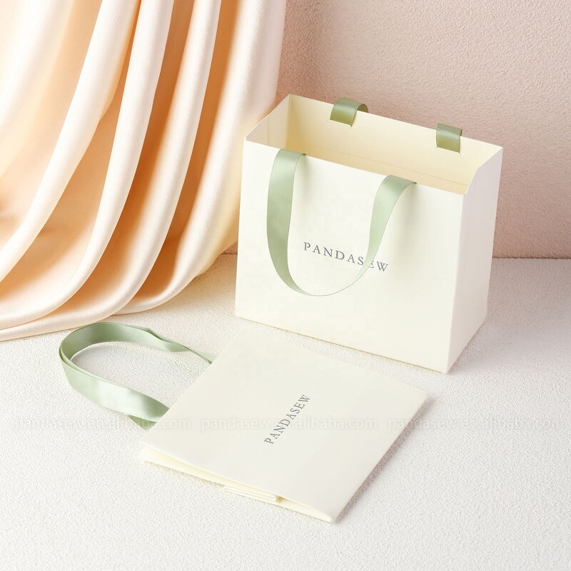 Paper Bag Manufacturer - Custom Logo Recycled Gift Bag Ribbon Handles Packaging Shopping