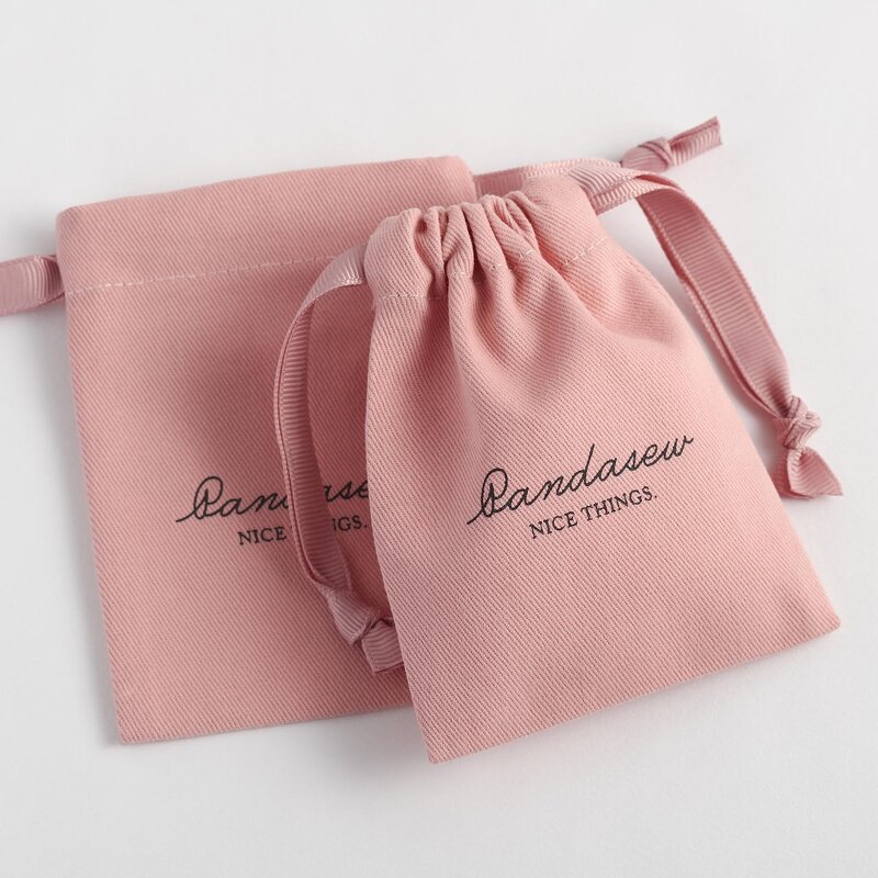 Cotton Bag Manufacturer - Custom Logo Printed Twill Cotton Small Jewelry Pouch