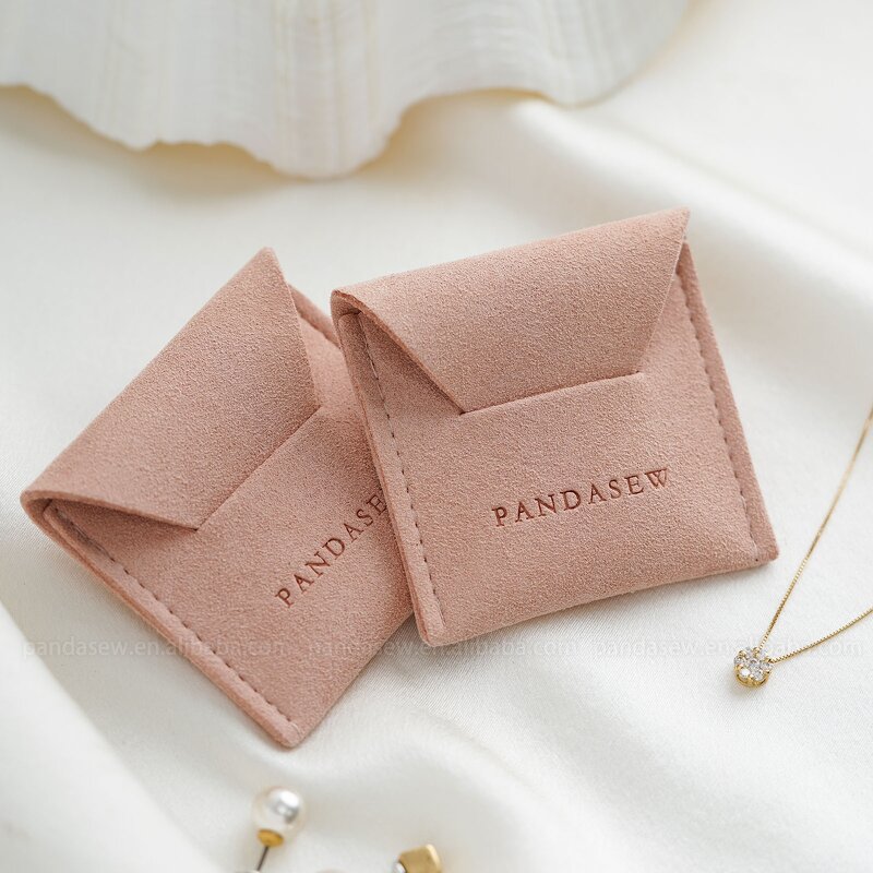 Jewelry Pouch Manufacturer - Custom Logo 1.4mm Thick Microfiber Ring Necklace Pouch