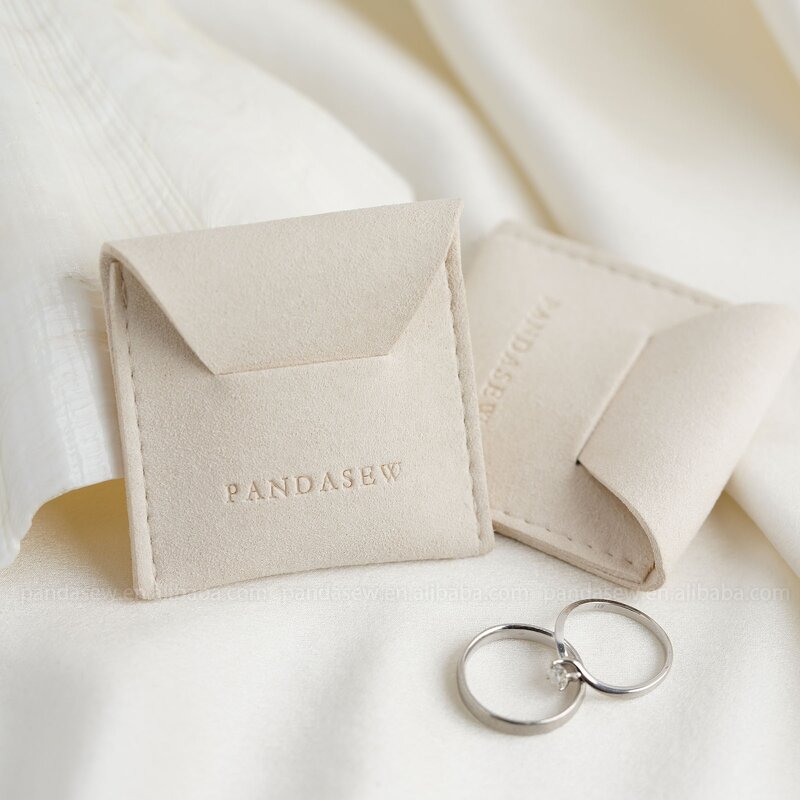 Jewelry Pouch Manufacturer - Custom Logo 1.4mm Microfiber Envelope Flap Jewelry Pouch