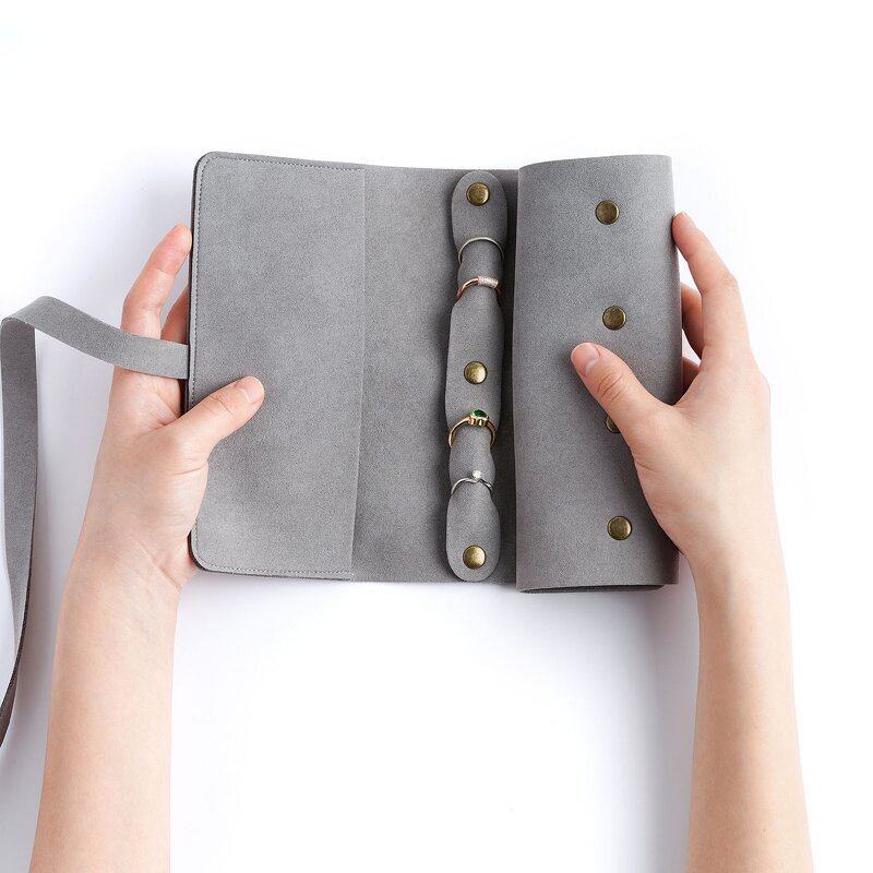 Jewelry Organizer - Custom Logo 1.4mm Microfiber Travel Roll Foldable Portable