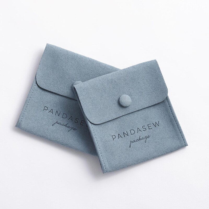 Jewelry Pouch Manufacturer - Custom Logo Microfiber Suede Snap Magnetic Button Pouch