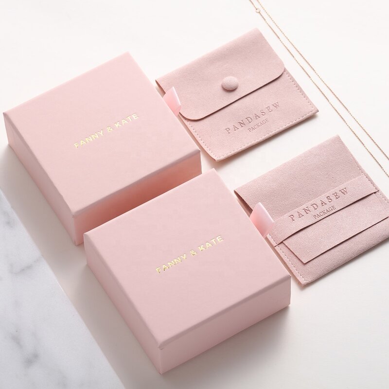 Jewelry Box Manufacturer - Custom Logo Pink Paper Jewelry Box Necklace Bracelet