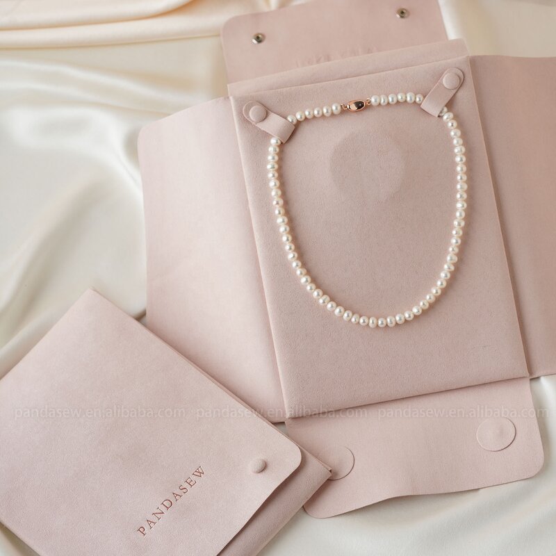 Jewelry Tray Manufacturer - Custom Logo Pink Microfiber Necklace Display Plate