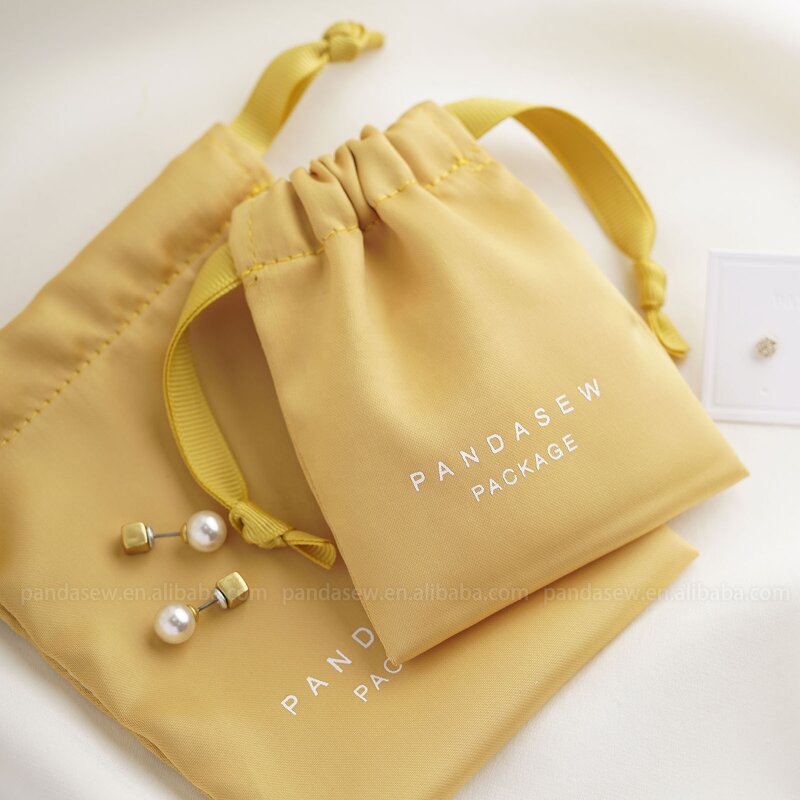 Satin Pouch Manufacturer - Custom Logo Ginger Yellow Dense Silk Satin Jewelry Cosmetic