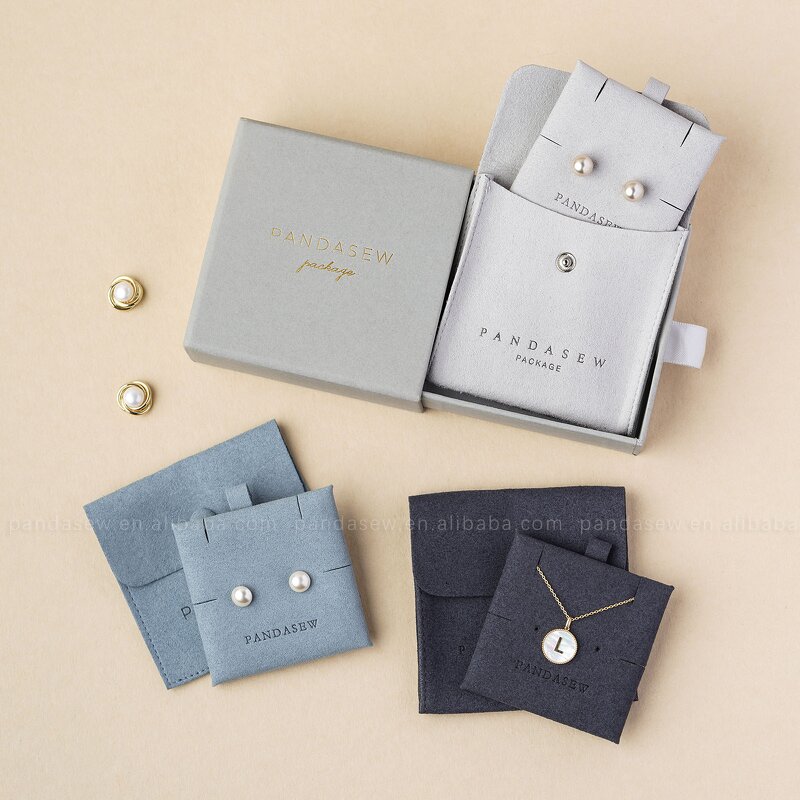 Jewelry Pouch Manufacturer - Custom Logo Microfiber Snap Button Insert Pad Jewelry Holder