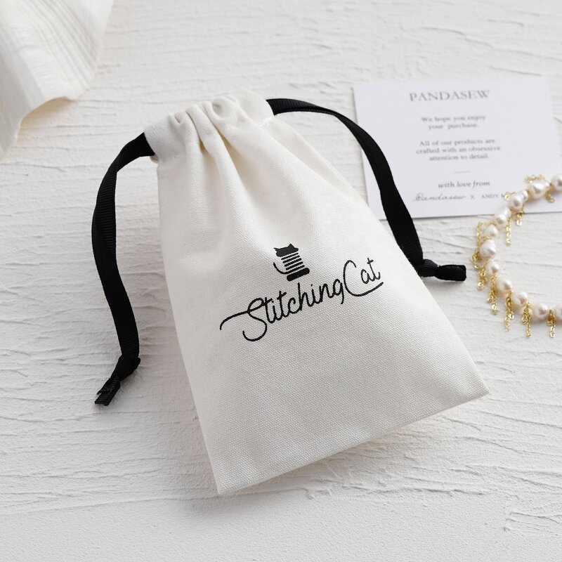 Cotton Bag Manufacturer - Custom Logo 3X4 Inch White Wholesale Cotton Canvas Pouch