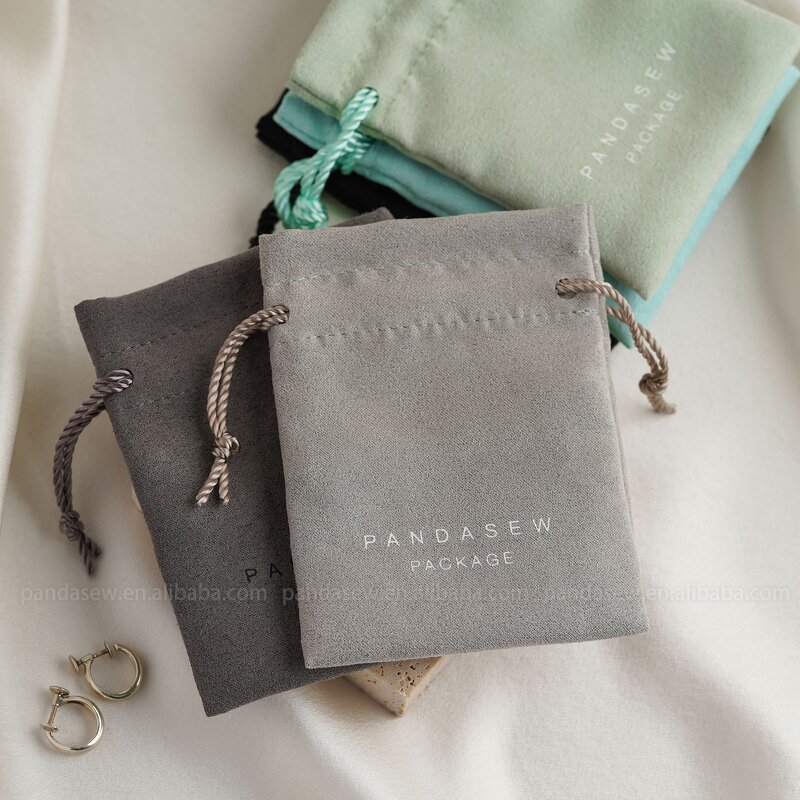 Jewelry Pouch Manufacturer - Custom Logo Suede Drawstring Chic Gift Earrings Pouch