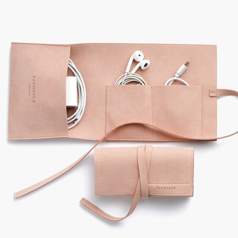 Cable Organizer - Custom Logo 14mm Microfiber Roll up Case USB Cable Charger