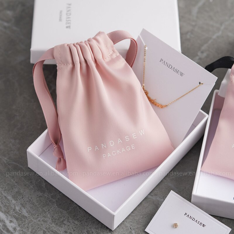 Satin Pouch Manufacturer - Custom Logo Luxury Pink Dense Silk Satin Jewelry Pouch