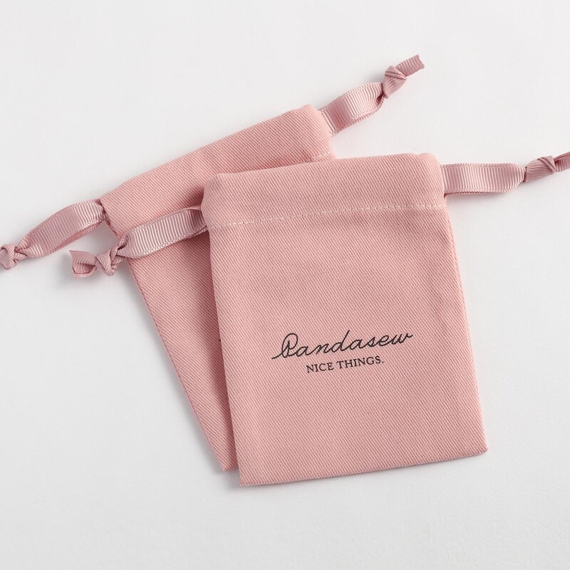 Cotton Bag Manufacturer - Custom Logo Printed Twill Cotton Small Jewelry Pouch