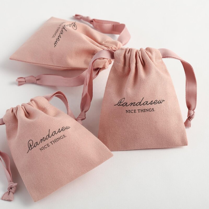 Cotton Bag Manufacturer - Custom Logo 10x8cm Dark Pink Canvas Drawstring Pouch