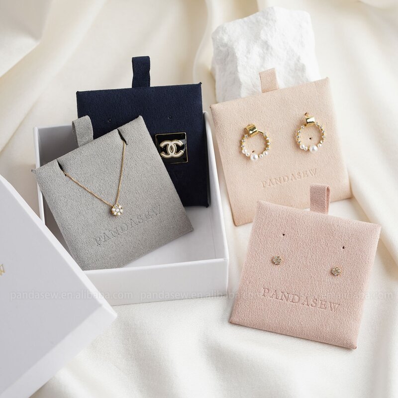 Jewelry Pouch Manufacturer - Custom Logo Polyester Suede Earring Holder Fabric Tags