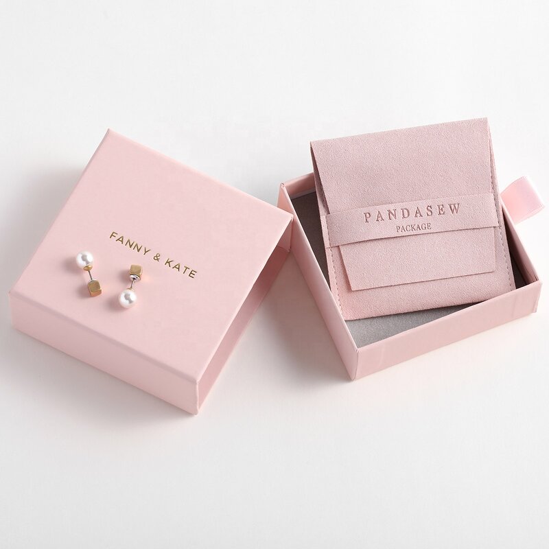 Jewelry Box Manufacturer - Custom Logo Pink Paper Jewelry Box Necklace Bracelet