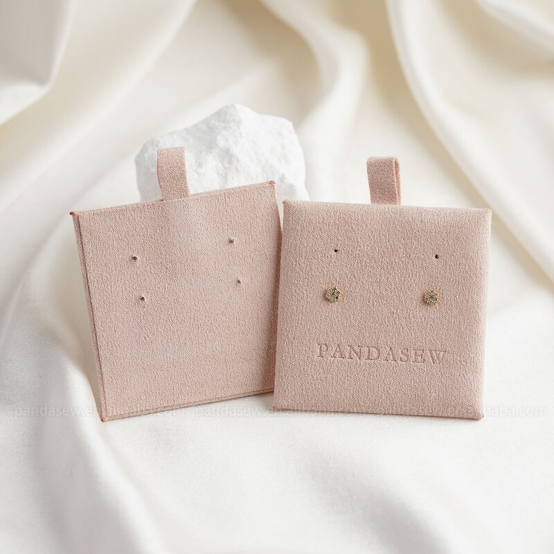 Jewelry Pouch Manufacturer - Custom Logo Polyester Suede Earring Holder Fabric Tags