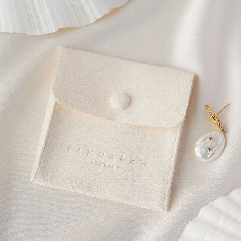 Jewelry Pouch Manufacturer - Custom Logo Microfiber Envelope Flap Snap Button Pouch