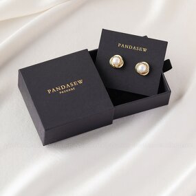 Jewelry Box Manufacturer - Custom Logo Black Cardboard Box with Jewelry Display Card