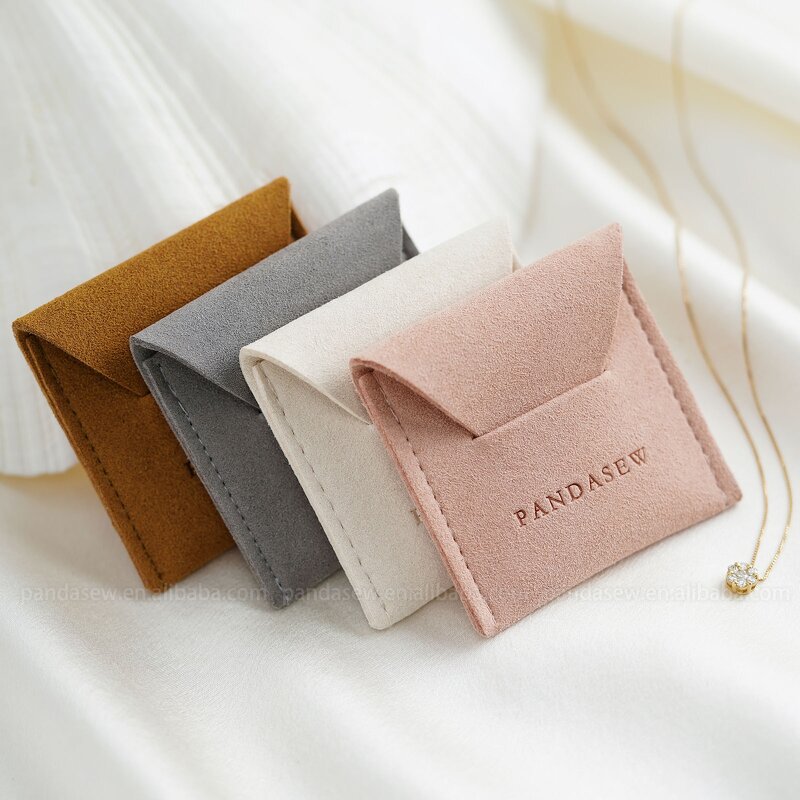 Jewelry Pouch Manufacturer - Custom Logo 1.4mm Microfiber Luxury Ring Necklace Pouch