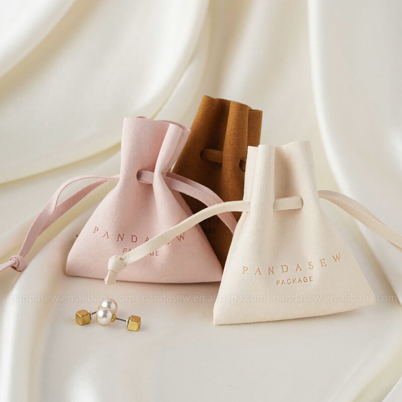 Jewelry Pouch Manufacturer - Custom Logo Luxury Microfiber Drawstring Necklace Earrings