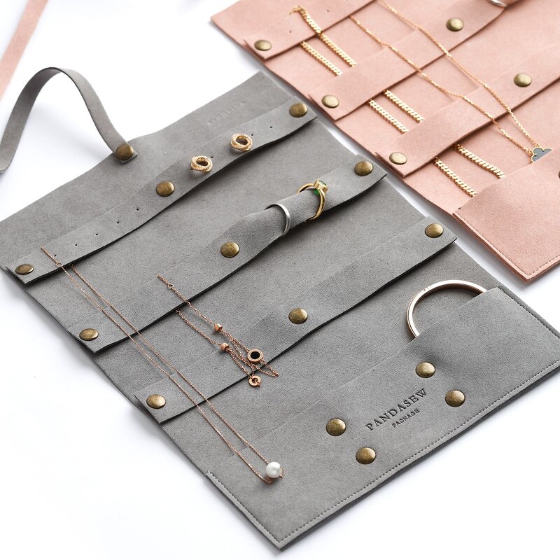 Jewelry Organizer - Custom Logo 1.4mm Microfiber Premium Travel Carrying Roll Bag