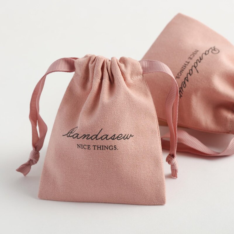 Cotton Bag Manufacturer - Custom Logo 10x8cm Dark Pink Canvas Drawstring Pouch