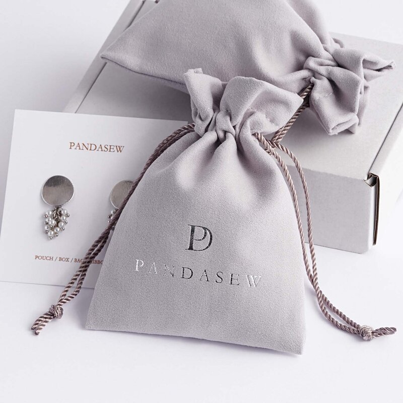 Velvet Pouch Manufacturer - Custom Logo Gray Velvet Suede Gift Packaging Pouch