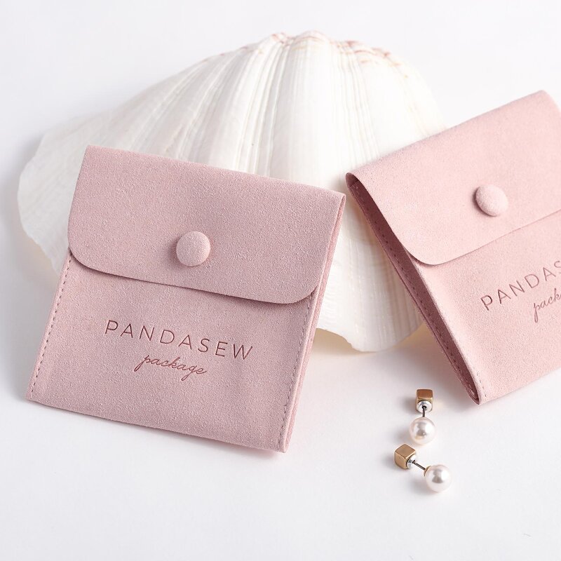 Jewelry Pouch Manufacturer - Custom Logo Microfiber Faux Suede Button Rings Earrings
