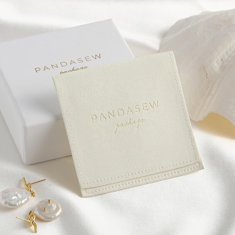 Jewelry Pouch Manufacturer - Custom Logo Small Microfiber Fabric Flap Gift Pouch