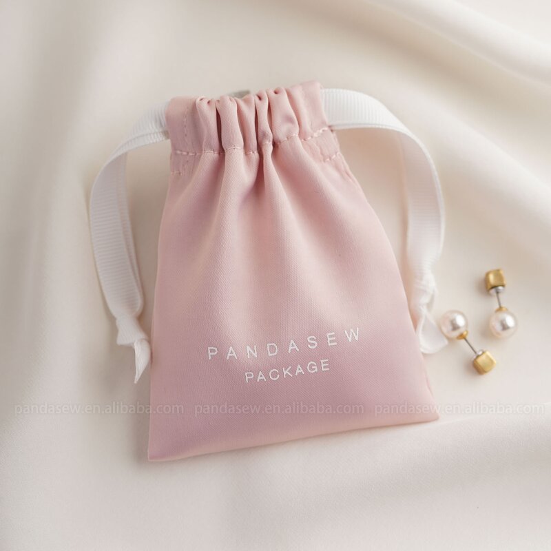 Satin Pouch Manufacturer - Custom Logo Luxury Pink Dense Silk Satin Jewelry Pouch