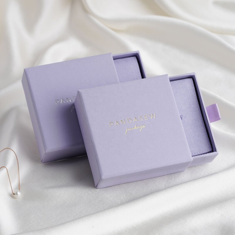 Jewelry Box Manufacturer - Custom Logo Drawer Cardboard Box Microfiber Pouch