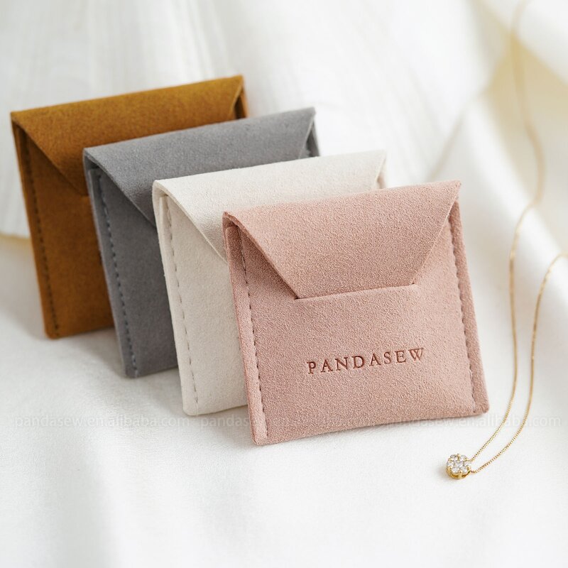 Jewelry Pouch Manufacturer - Custom Logo 1.4mm Microfiber Luxury Ring Necklace Pouch