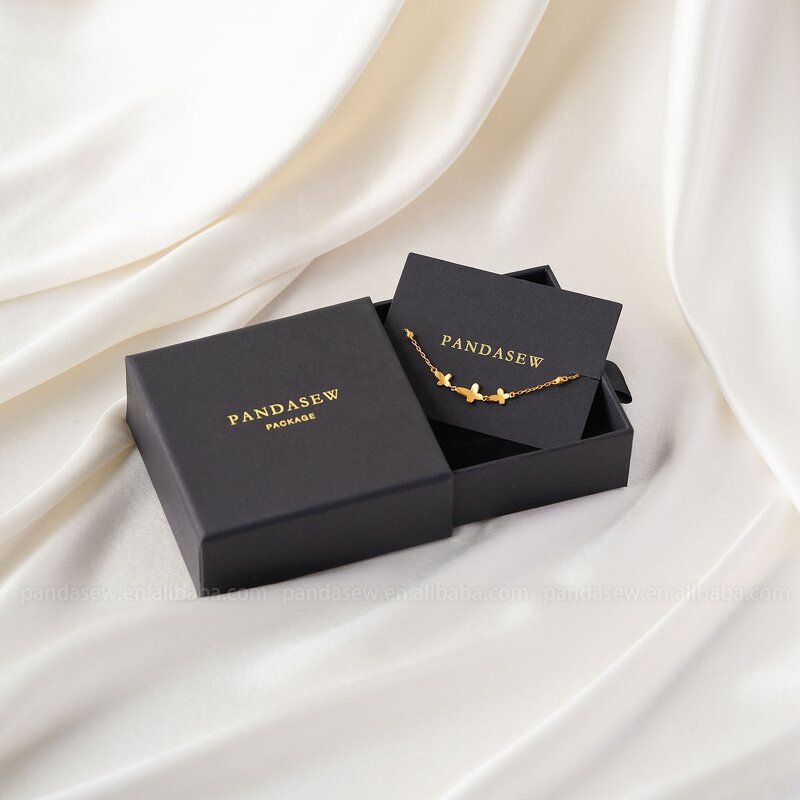 Jewelry Box Manufacturer - Custom Logo Black Cardboard Box with Jewelry Display Card