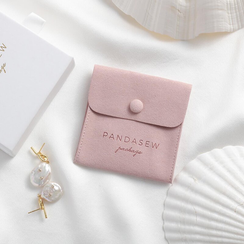 Jewelry Pouch Manufacturer - Custom Logo Microfiber Faux Suede Button Rings Earrings