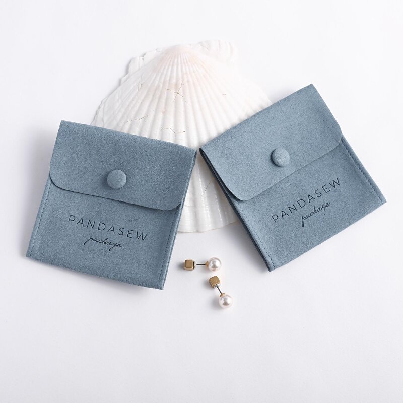 Jewelry Pouch Manufacturer - Custom Logo Microfiber Suede Snap Magnetic Button Pouch