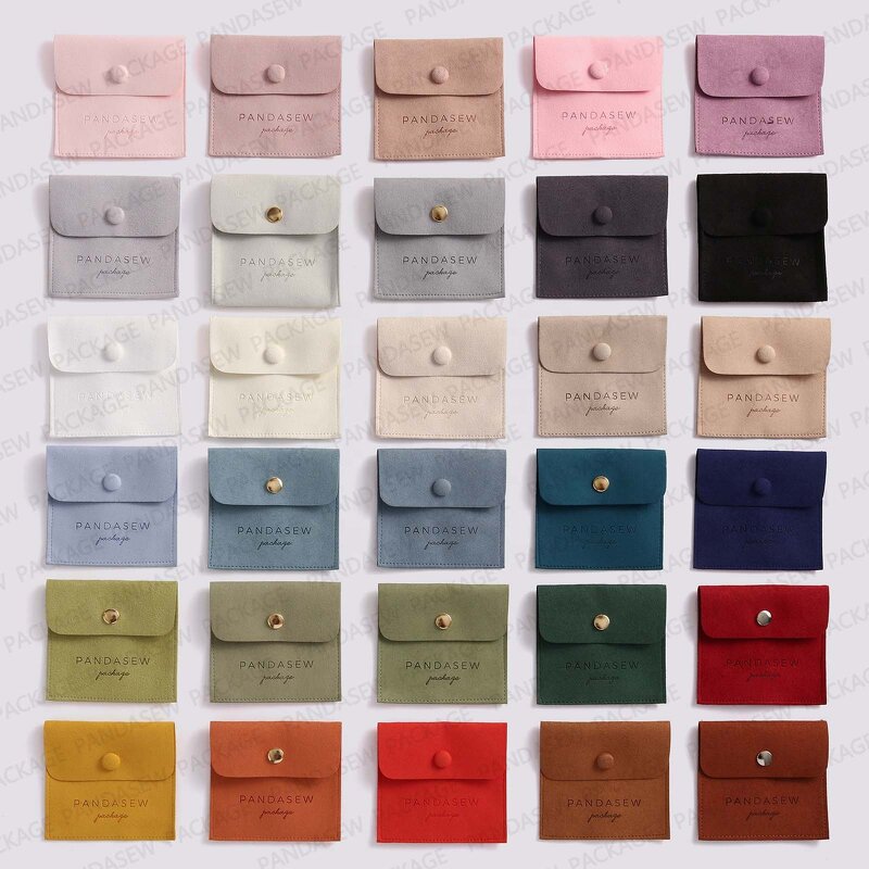 Jewelry Pouch Manufacturer - Custom Logo Microfiber Snap Button Flap Earring Pouch